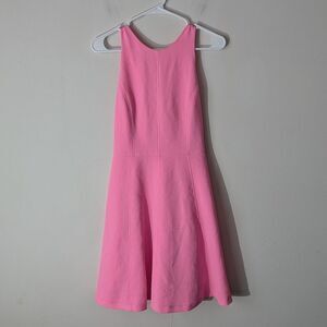 Sandro Pink Sleeveless High Neck Fit And Flare Skater Dress